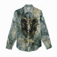Khnum Ancient Egyptian Women Casual Shirt with Smoky Leaf, Ram Head Emblem, and Guardian of the Cataract - African Pride