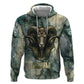 Khnum Ancient Egyptian Zip Hoodie with Smoky Leaf, Ram Head Emblem, and Guardian of the Cataract - African Pride