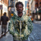 Khnum Ancient Egyptian Zip Hoodie with Smoky Leaf, Ram Head Emblem, and Guardian of the Cataract - African Pride