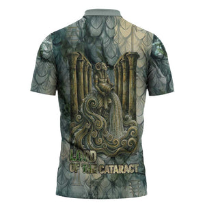 Khnum Ancient Egyptian Zipper Polo Shirt with Smoky Leaf, Ram Head Emblem, and Guardian of the Cataract - African Pride