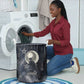 Khonsu Laundry Basket Ancient Egyptian Dark Feather Pattern, Moonlit Raven Symbol, and Eye Lotus - African Pride