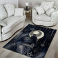Khonsu Area Rug Ancient Egyptian Dark Feather Pattern, Moonlit Raven Symbol, and Eye Lotus - African Pride