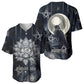 Khonsu Baseball Jersey Ancient Egyptian Dark Feather Pattern, Moonlit Raven Symbol, and Eye Lotus - African Pride