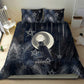 Khonsu Bedding Set Ancient Egyptian Dark Feather Pattern, Moonlit Raven Symbol, and Eye Lotus - African Pride