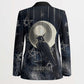 Khonsu Blazer Ancient Egyptian Dark Feather Pattern, Moonlit Raven Symbol, and Eye Lotus - African Pride