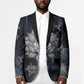 Khonsu Blazer Ancient Egyptian Dark Feather Pattern, Moonlit Raven Symbol, and Eye Lotus - African Pride