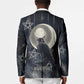 Khonsu Blazer Ancient Egyptian Dark Feather Pattern, Moonlit Raven Symbol, and Eye Lotus - African Pride