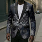 Khonsu Blazer Ancient Egyptian Dark Feather Pattern, Moonlit Raven Symbol, and Eye Lotus - African Pride