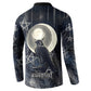 Khonsu Button Sweatshirt Ancient Egyptian Dark Feather Pattern, Moonlit Raven Symbol, and Eye Lotus