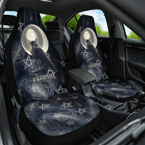 Khonsu Car Seat Cover Ancient Egyptian Dark Feather Pattern, Moonlit Raven Symbol, and Eye Lotus - African Pride