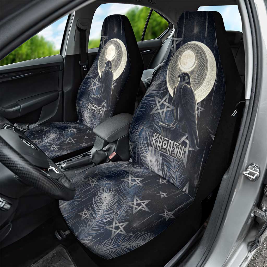 Khonsu Car Seat Cover Ancient Egyptian Dark Feather Pattern, Moonlit Raven Symbol, and Eye Lotus - African Pride