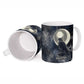 Khonsu Ceramic Mug Ancient Egyptian Dark Feather Pattern, Moonlit Raven Symbol, and Eye Lotus - African Pride