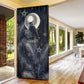 Khonsu Door Cover Ancient Egyptian Dark Feather Pattern, Moonlit Raven Symbol, and Eye Lotus - African Pride