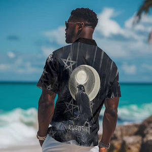Khonsu Hawaiian Shirt Ancient Egyptian Dark Feather Pattern, Moonlit Raven Symbol, and Eye Lotus - African Pride
