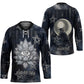 Khonsu Hockey Jersey Ancient Egyptian Dark Feather Pattern, Moonlit Raven Symbol, and Eye Lotus - African Pride