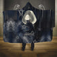 Khonsu Hooded Blanket Ancient Egyptian Dark Feather Pattern, Moonlit Raven Symbol, and Eye Lotus - African Pride