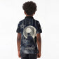 Khonsu Kid Polo Shirt Ancient Egyptian Dark Feather Pattern, Moonlit Raven Symbol, and Eye Lotus - African Pride