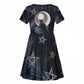 Khonsu Kid Short Sleeve Dress Ancient Egyptian Dark Feather Pattern, Moonlit Raven Symbol, and Eye Lotus - African Pride