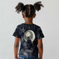 Khonsu Kid T shirt Ancient Egyptian Dark Feather Pattern, Moonlit Raven Symbol, and Eye Lotus - African Pride