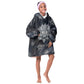 Khonsu Kid Wearable Blanket Hoodie Ancient Egyptian Dark Feather Pattern, Moonlit Raven Symbol, and Eye Lotus - African Pride