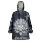 Khonsu Kid Wearable Blanket Hoodie Ancient Egyptian Dark Feather Pattern, Moonlit Raven Symbol, and Eye Lotus - African Pride
