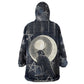 Khonsu Kid Wearable Blanket Hoodie Ancient Egyptian Dark Feather Pattern, Moonlit Raven Symbol, and Eye Lotus - African Pride