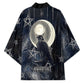 Khonsu Kimono Ancient Egyptian Dark Feather Pattern, Moonlit Raven Symbol, and Eye Lotus - African Pride