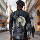 Khonsu Long Sleeve Button Shirt Ancient Egyptian Dark Feather Pattern, Moonlit Raven Symbol, and Eye Lotus - African Pride