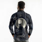 Khonsu Long Sleeve Polo Shirt Ancient Egyptian Dark Feather Pattern, Moonlit Raven Symbol, and Eye Lotus - African Pride
