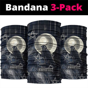 Khonsu Neck Gaiter Ancient Egyptian Dark Feather Pattern, Moonlit Raven Symbol, and Eye Lotus - African Pride