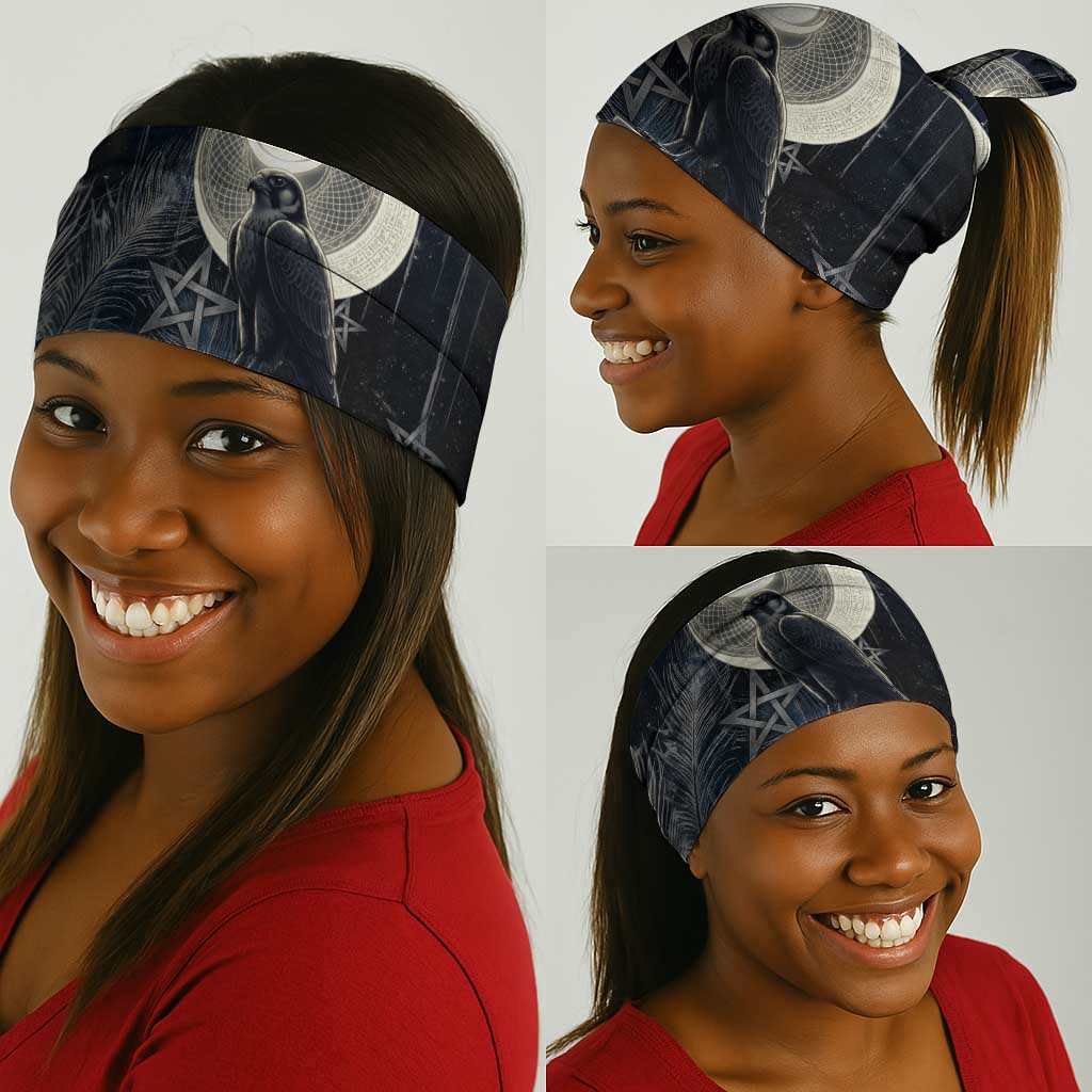 Khonsu Neck Gaiter Ancient Egyptian Dark Feather Pattern, Moonlit Raven Symbol, and Eye Lotus - African Pride