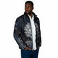 Khonsu Padded Jacket Ancient Egyptian Dark Feather Pattern, Moonlit Raven Symbol, and Eye Lotus - African Pride