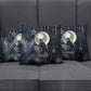 Khonsu Pillow Cover Ancient Egyptian Dark Feather Pattern, Moonlit Raven Symbol, and Eye Lotus - African Pride