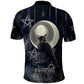 Khonsu Polo Shirt Ancient Egyptian Dark Feather Pattern, Moonlit Raven Symbol, and Eye Lotus - African Pride
