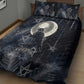 Khonsu Quilt Bed Set Ancient Egyptian Dark Feather Pattern, Moonlit Raven Symbol, and Eye Lotus - African Pride