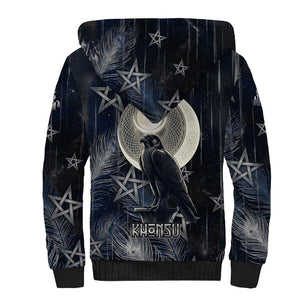 Khonsu Sherpa Hoodie Ancient Egyptian Dark Feather Pattern, Moonlit Raven Symbol, and Eye Lotus - African Pride