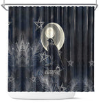 Khonsu Shower Curtain Ancient Egyptian Dark Feather Pattern, Moonlit Raven Symbol, and Eye Lotus - African Pride