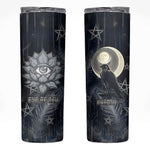 Khonsu Skinny Tumbler Ancient Egyptian Dark Feather Pattern, Moonlit Raven Symbol, and Eye Lotus - African Pride
