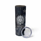 Khonsu Skinny Tumbler Ancient Egyptian Dark Feather Pattern, Moonlit Raven Symbol, and Eye Lotus - African Pride