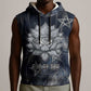 Khonsu Sleeveless Hoodie Ancient Egyptian Dark Feather Pattern, Moonlit Raven Symbol, and Eye Lotus - African Pride