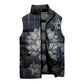 Khonsu Sleeveless Puffer Jacket Ancient Egyptian Dark Feather Pattern, Moonlit Raven Symbol, and Eye Lotus - African Pride