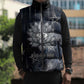 Khonsu Sleeveless Puffer Jacket Ancient Egyptian Dark Feather Pattern, Moonlit Raven Symbol, and Eye Lotus - African Pride