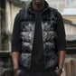 Khonsu Sleeveless Puffer Jacket Ancient Egyptian Dark Feather Pattern, Moonlit Raven Symbol, and Eye Lotus - African Pride