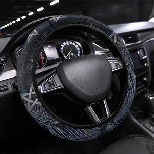 Khonsu Steering Wheel Cover Ancient Egyptian Dark Feather Pattern, Moonlit Raven Symbol, and Eye Lotus - African Pride