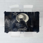 Khonsu Tablecloth Ancient Egyptian Dark Feather Pattern, Moonlit Raven Symbol, and Eye Lotus - African Pride