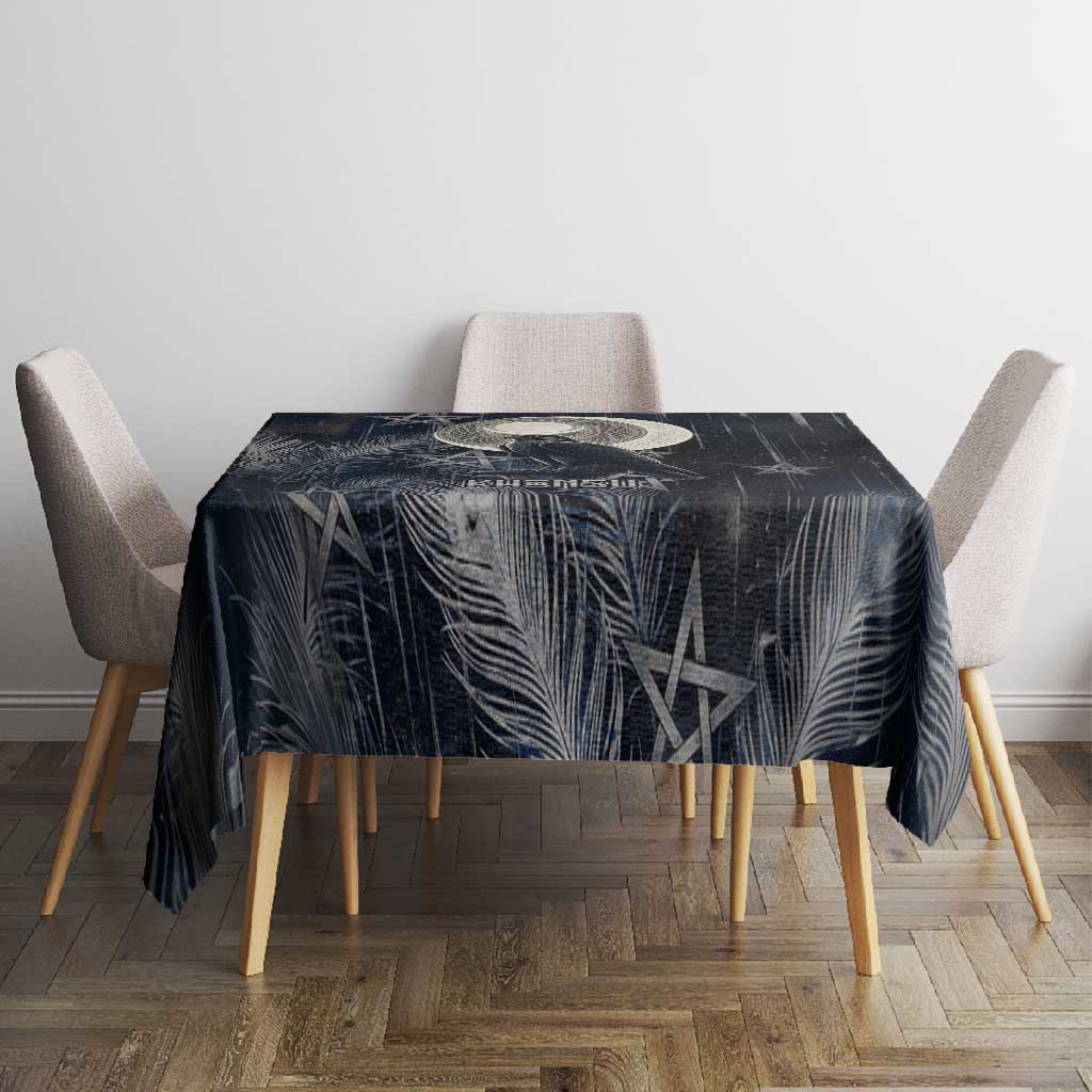 Khonsu Tablecloth Ancient Egyptian Dark Feather Pattern, Moonlit Raven Symbol, and Eye Lotus - African Pride
