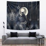 Khonsu Tapestry Ancient Egyptian Dark Feather Pattern, Moonlit Raven Symbol, and Eye Lotus - African Pride