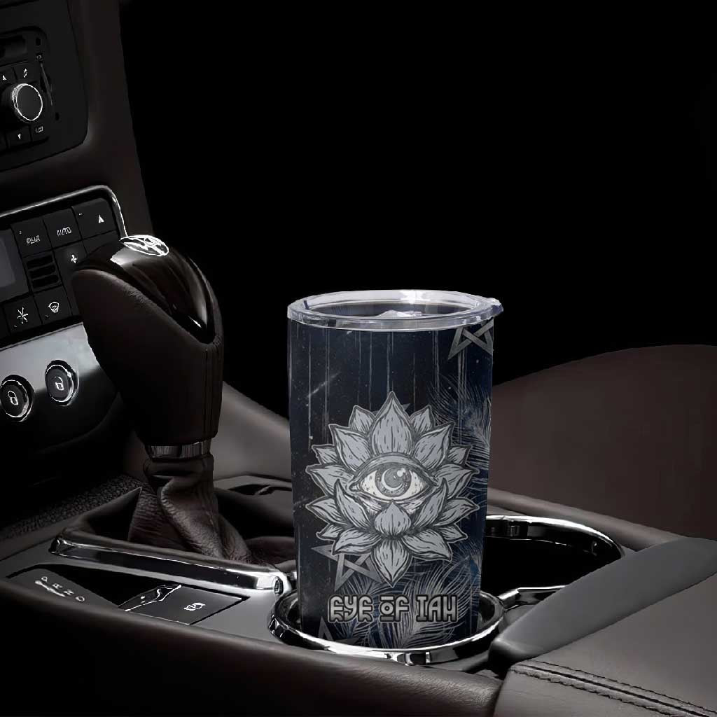 Khonsu Tumbler Cup Ancient Egyptian Dark Feather Pattern, Moonlit Raven Symbol, and Eye Lotus - African Pride