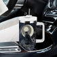 Khonsu Tumbler With Handle Ancient Egyptian Dark Feather Pattern, Moonlit Raven Symbol, and Eye Lotus - African Pride