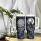 Khonsu Tumbler With Handle Ancient Egyptian Dark Feather Pattern, Moonlit Raven Symbol, and Eye Lotus - African Pride